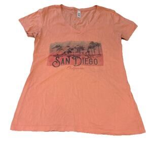 San Diego Shirt W XL Orange Pacific Coast California Short Sleeve Sheer Adult